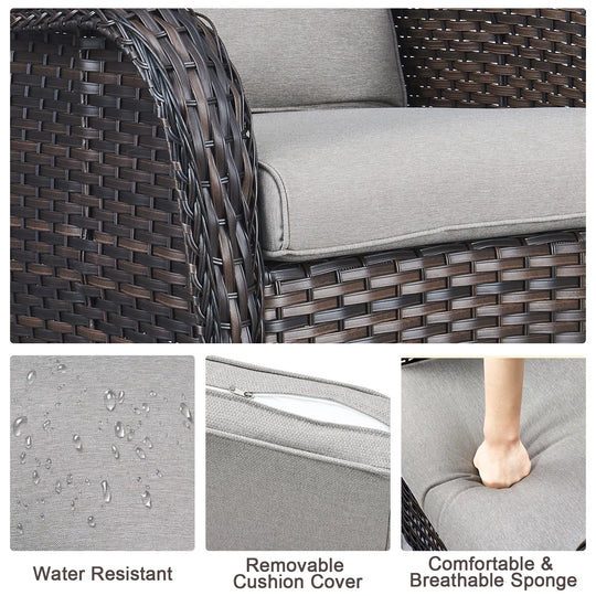 Outdoor Wicker High Back Club Chair with Cushions (Set of 2)