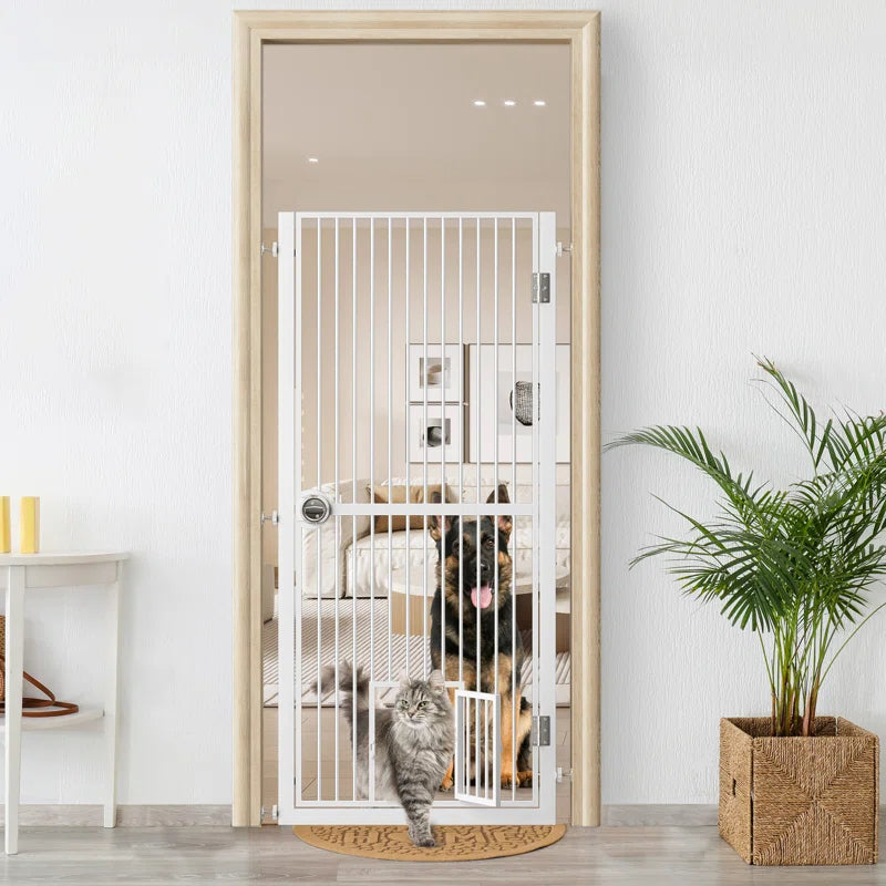 Eresmia 61“ Extra Tall Pet Gate for Doorway, Adjustable Pressure Mounted Pet Gate with Door