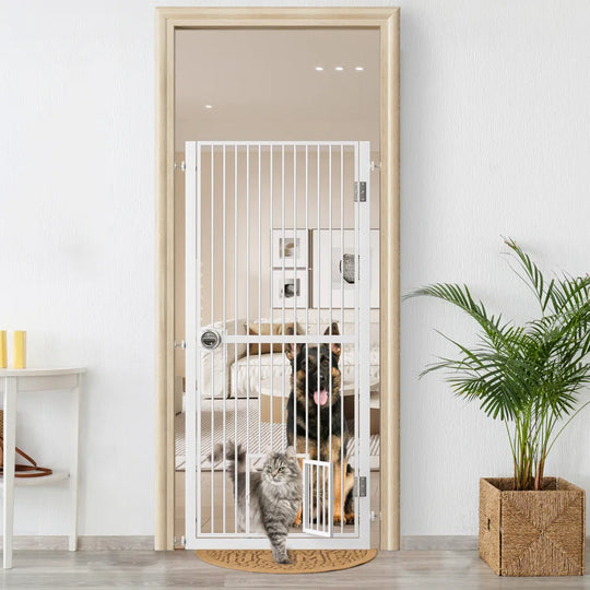 Eresmia 61“ Extra Tall Pet Gate for Doorway, Adjustable Pressure Mounted Pet Gate with Door