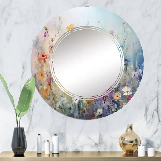 Designart "Wildflowers Blossoming Dreams" Floral Modern Wall Mirror