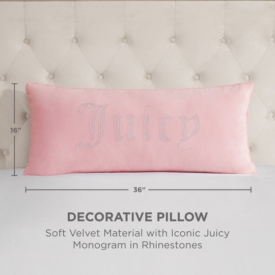 Silver Rhinestone Pillow 16" X 36"