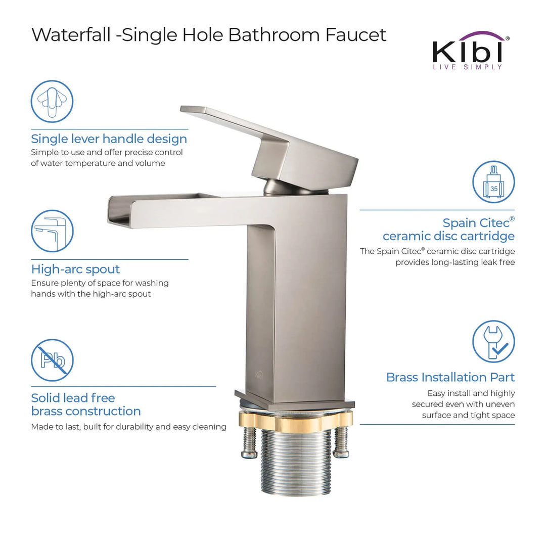 Waterfall Single Handle Bathroom Faucet