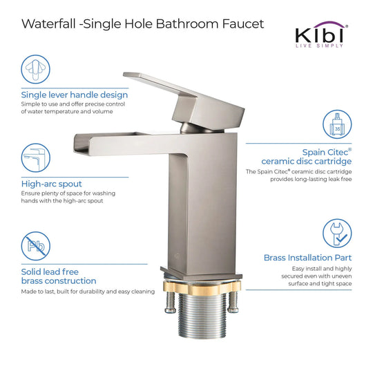 Waterfall Single Handle Bathroom Faucet