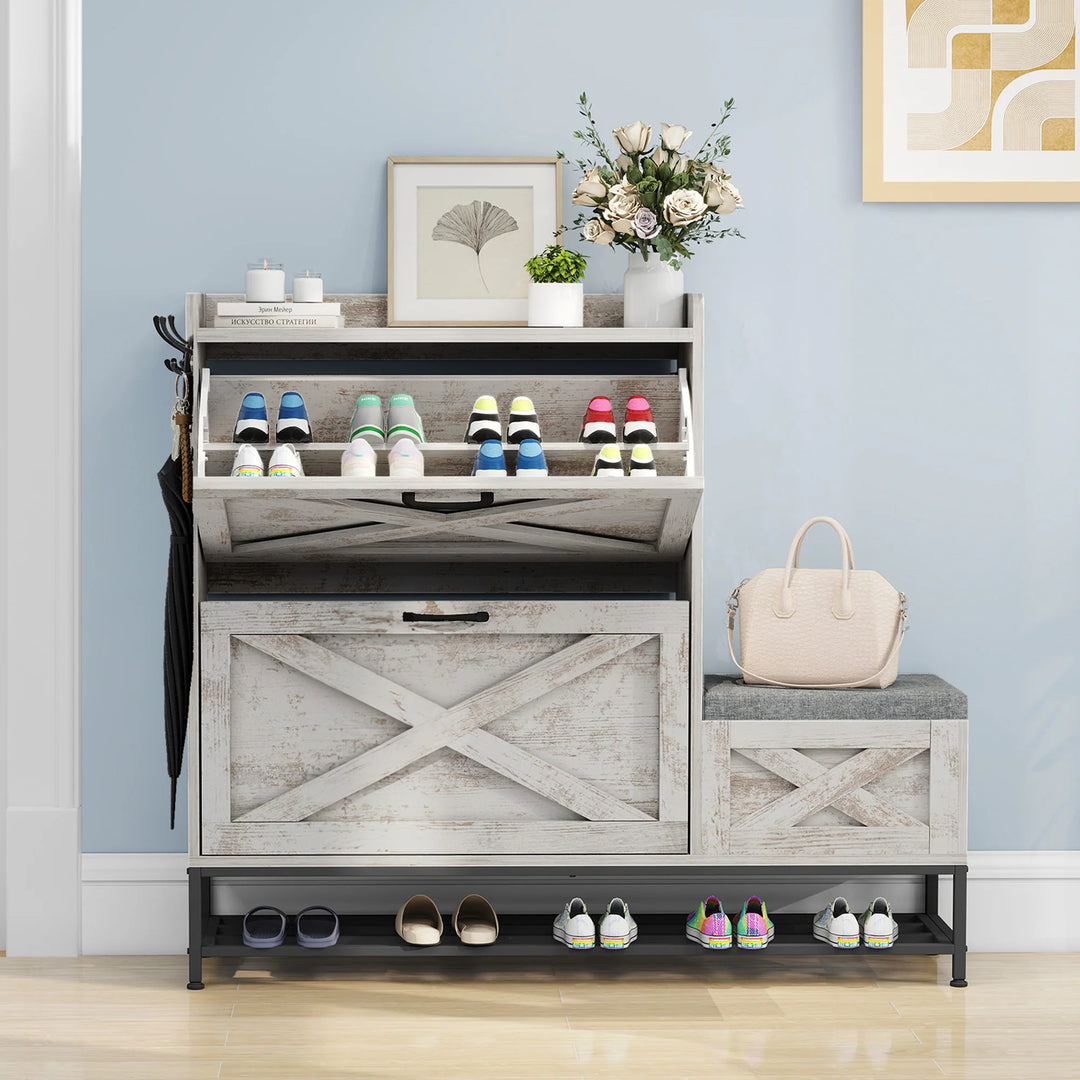 Shoe Storage Cabinet with Drawers Entryway Shoe Storage