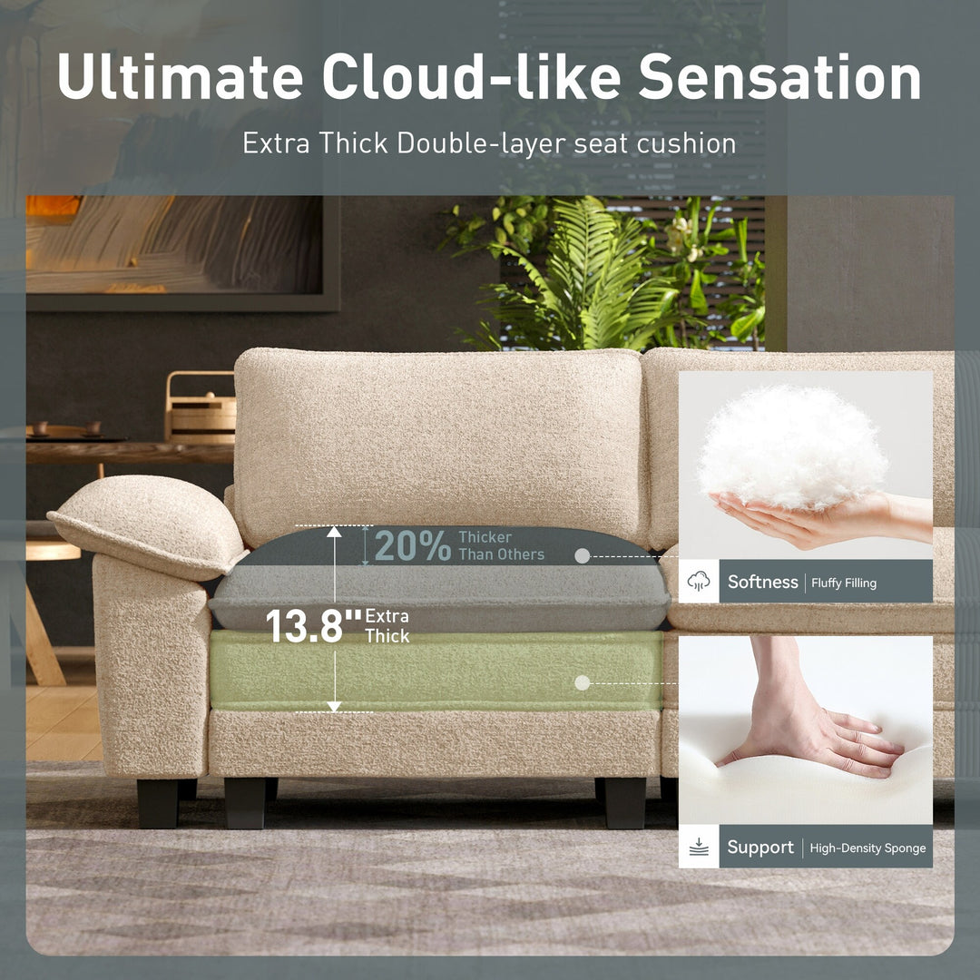 Cloud Modular Deep Seat Sofa, Chenille or Corduroy Sectional Couch with Removable Arms, 1–4 Seater