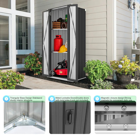 Stetsonville Outdoor Storage Cabinet with Shelves Weatherproof Garden Shed