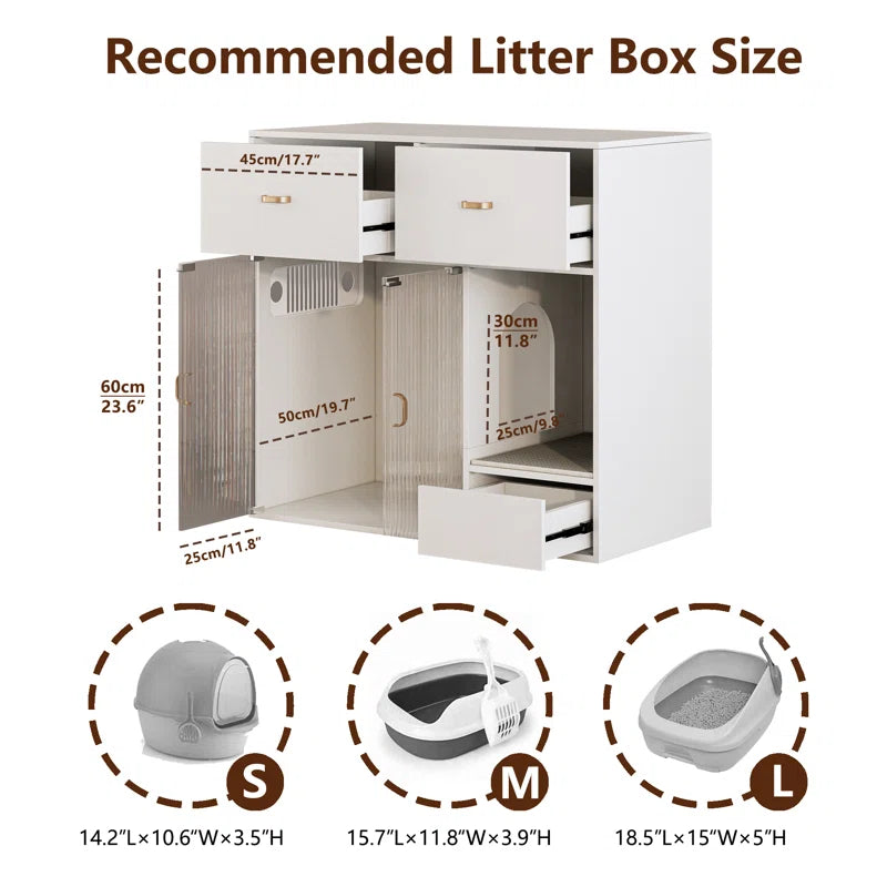 Tilesha Cat Litter Box Enclosure, 37.4'' Furniture Style Hidden Litter Box Cat Cabinet with Storage for Large Cats