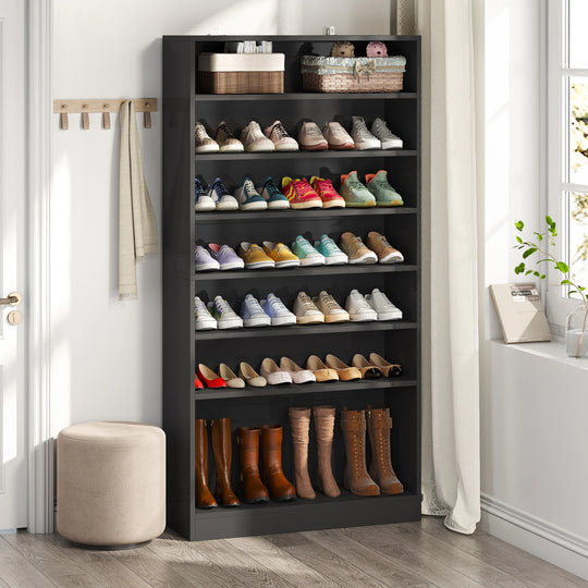 9 Tiers Shoe Cabinet, 40-45 Pairs Heavy Duty Wood Freestanding Shoe Storage Cabinet