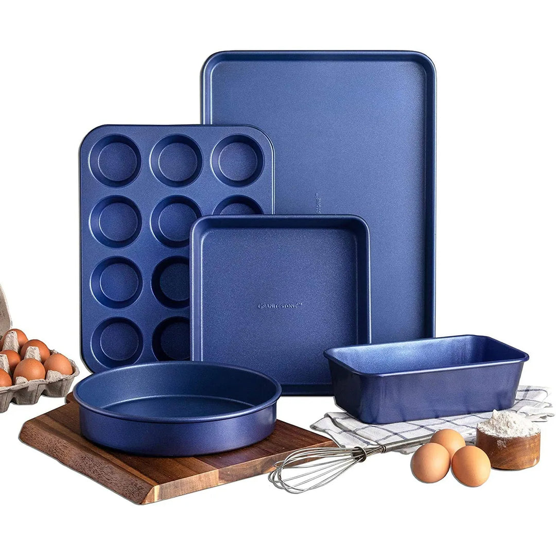 Blue Stainless Steel Nonstick 15 Piece Cookware and Bakeware Set