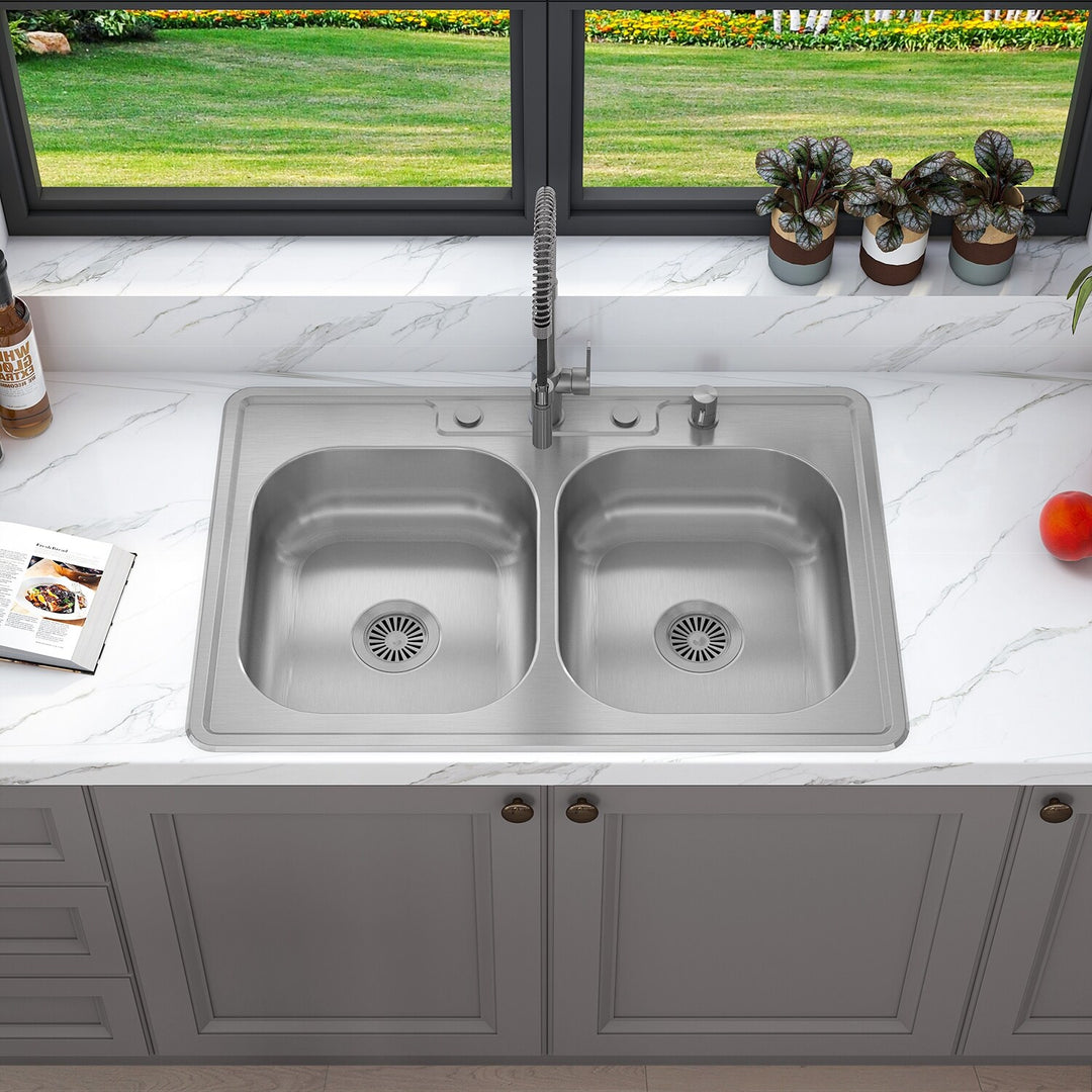 Drop in Double Bowl 304 Stainless Steel Kitchen Sink