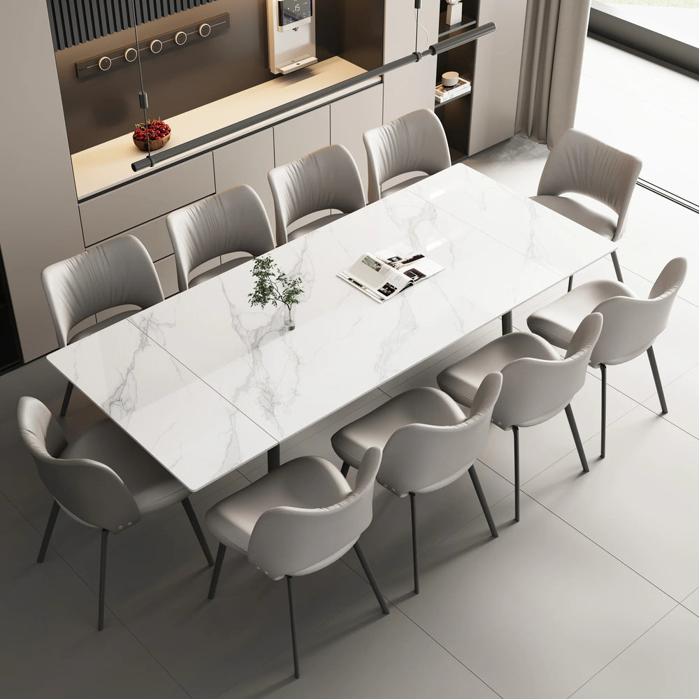 Glossy Slate 63"-95" Extendable Rectangle Dining Table - 94.4"W X 35.4"D X 29.5"H