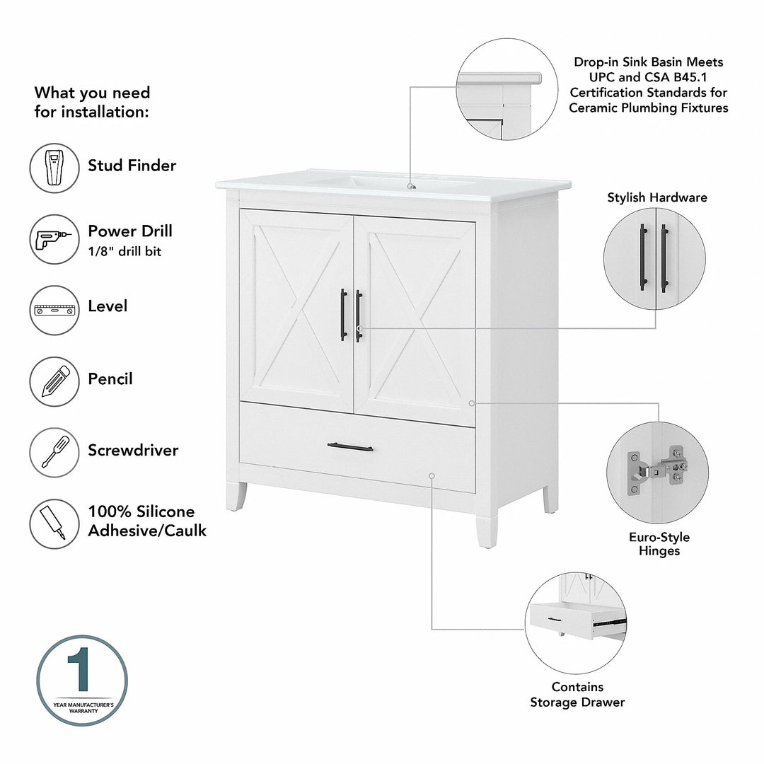 Key West 64W Double Vanity with Sinks and Storage by