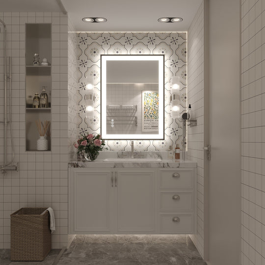 Extra Large Black Frame LED Bathroom Vanity Mirror with 3 Years Warranty and UL Certified