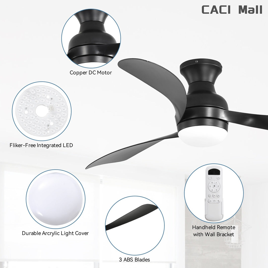 Sofucor 52/60 Inch Ceiling Fan with Integrated LED Light and Remote Control Quiet DC Motor