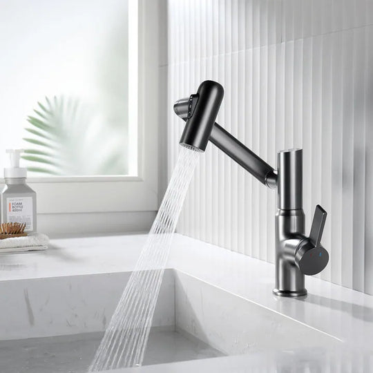 Rotatable Bathroom Faucet with Temperature Display in Fahrenheit (Batteries-Free), BF2204