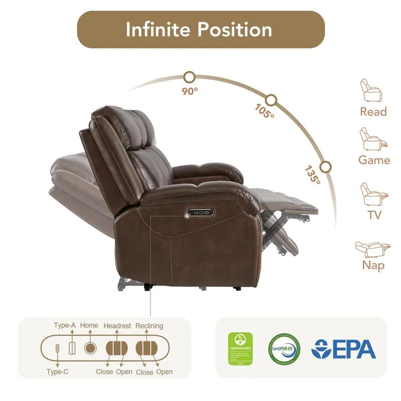 Hadlee Genuine Leather Reclining Sofa with Multi-Function Console.