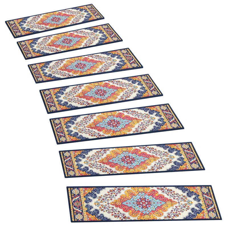 Non-Slip Stair Treads with Tape Colorful Chenille Stair Runner Rug