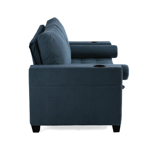 3-In-1 Pull-Out Sleeper Sofa Bed Convertible Adjustable Multi-Functional Loveseat with USB Port
