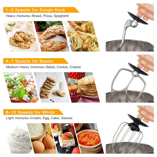 7.5 Quarts 10 Speed Tilt Head Kitchen Stand Mixer