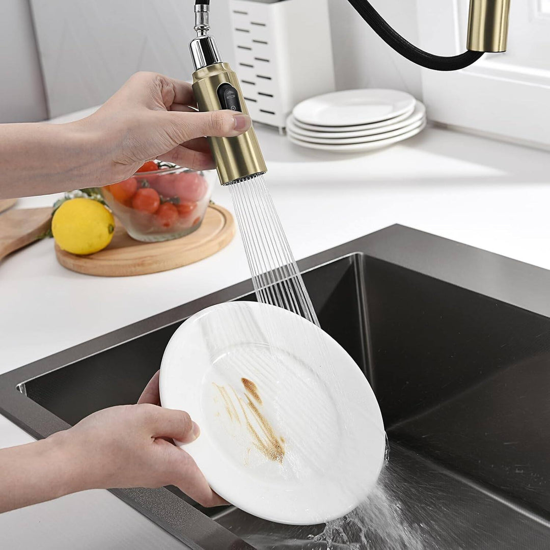 Pull-Down Kitchen Faucet with Temperature Display in Fahrenheit, 3 Water Outlet Modes, Faucet for Kitchen Sink, KF2501
