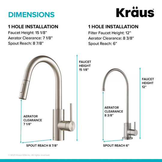 2-Function 1-Handle 1-Hole Pulldown Sprayer Brass Kitchen Faucet