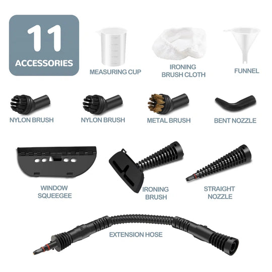 Handheld Steam Cleaner, Portable Steamer with Large Capacity,11-Piece Accessory Set for Floor, Car, Carpet, Upholstery, Couch, Tile, Windows Cleaning