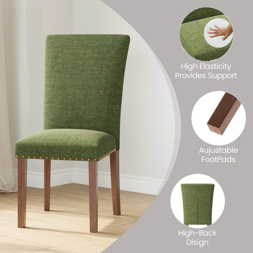 RENEWLINE Dining Chairs, Fabric with Nailhead Trim and Wood Legs