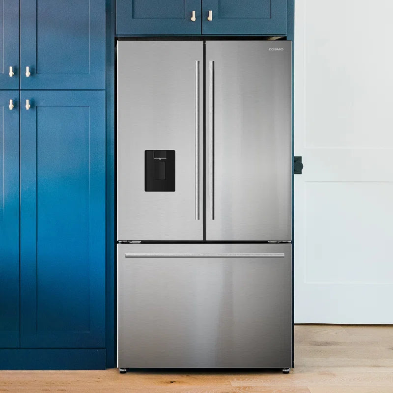 22.4 Cu. Ft. 3-Door French Door Refrigerator with Water Dispenser and Automatic Ice Maker in Stainless Steel, Counter Depth