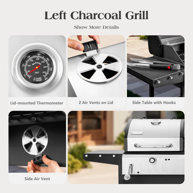 Synae  3 - Burner 2-In-1 Charcoal and Gas Grill
