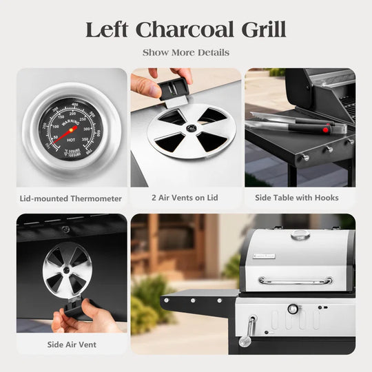 Synae  3 - Burner 2-In-1 Charcoal and Gas Grill