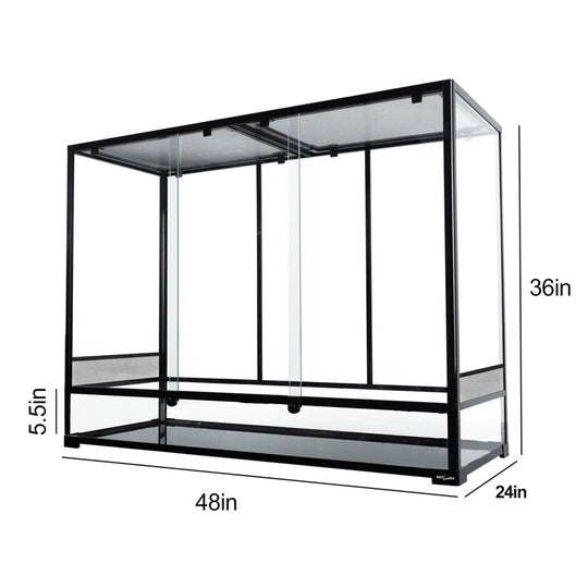 180 Gallon Large Reptile Terrarium, 48" X 24" X 36" Glass Reptile Tank Tall & Wide Terrarium Tank with Double Sliding Door
