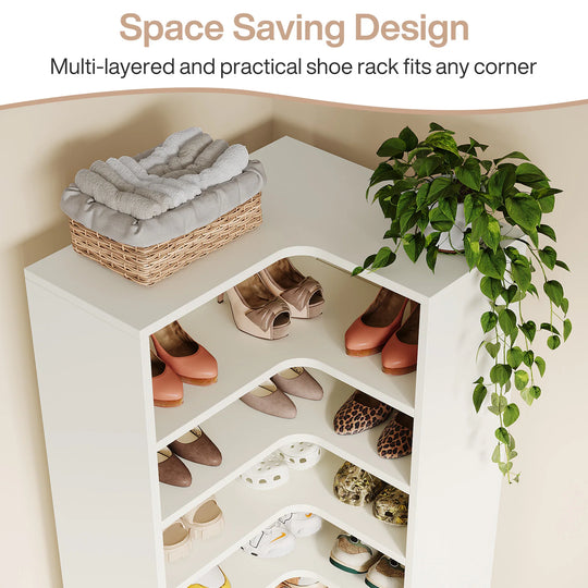 40 Pairs Tall Shoe Cabinet, 9 Tiers White Wooden Shoe Storage Rack for Closet, Entryway