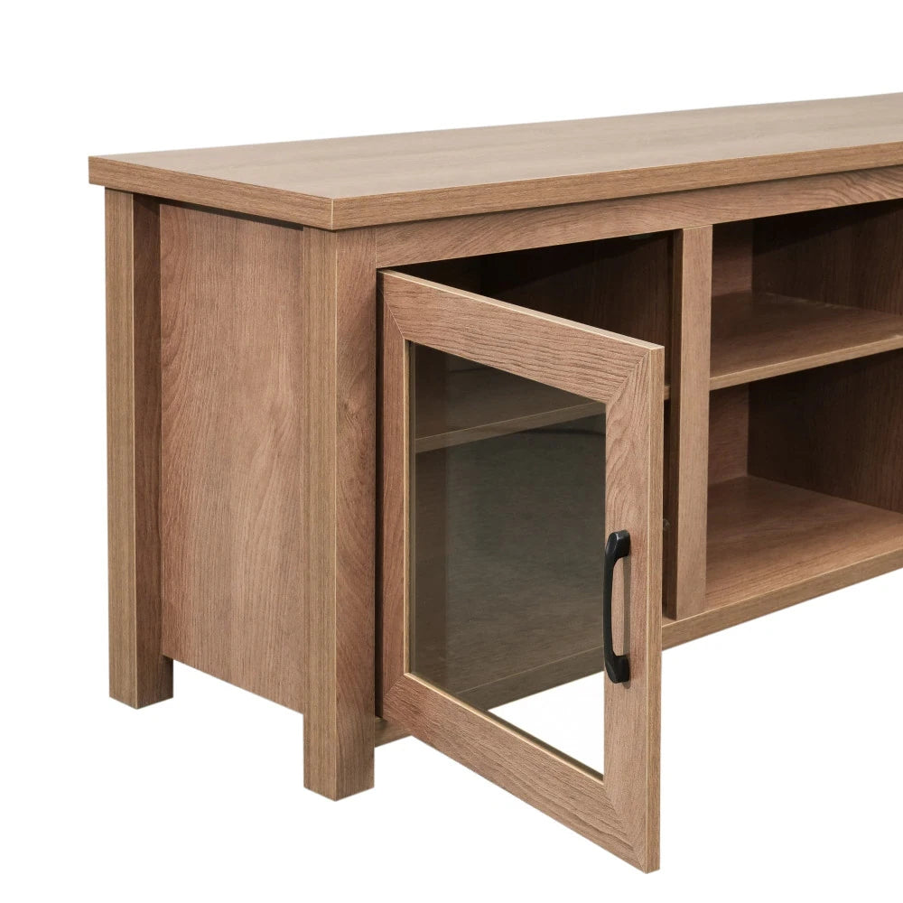 Classic TV Stand for up to 80" Tvs-Glass Fronted Doors-Modern Finish - 65"W X 16"D X 23.625"H