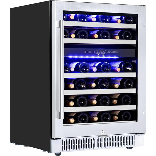 Luchar Wine Fridge 24 Inch, 46 Bottles Wine Fridge Cooler with Temperature Memory & Touchscreen Design