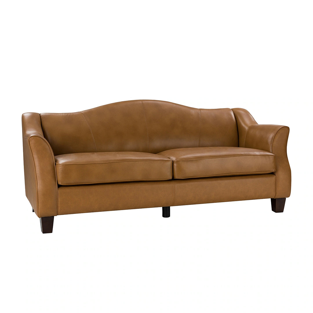 Sandra 81.5" Classic Genuine Leather Sofa with Solid Wood Legs by
