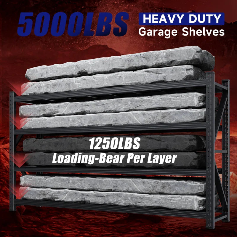 Heavy Duty 4-Tier Steel Shelves - Adjustable Storage Rack for Garage, Warehouse, Pantry & Toolsheds