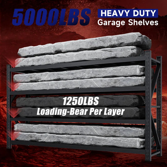 Heavy Duty 4-Tier Steel Shelves - Adjustable Storage Rack for Garage, Warehouse, Pantry & Toolsheds