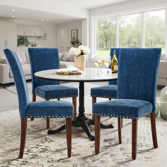 RENEWLINE Dining Chairs, Fabric with Nailhead Trim and Wood Legs