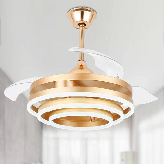 42In. DIY Shape Retractable Ceiling Fan with Lights, 6-Speed DC Motor Modern Ceiling Fan with LED Light and Remote