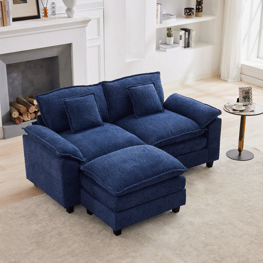 Modular Chenille Sectional Sofa with Ottomans, Deep Seat, Wide Padded Armrests, 2-Seat / 3-Seat / 4-Seat Options