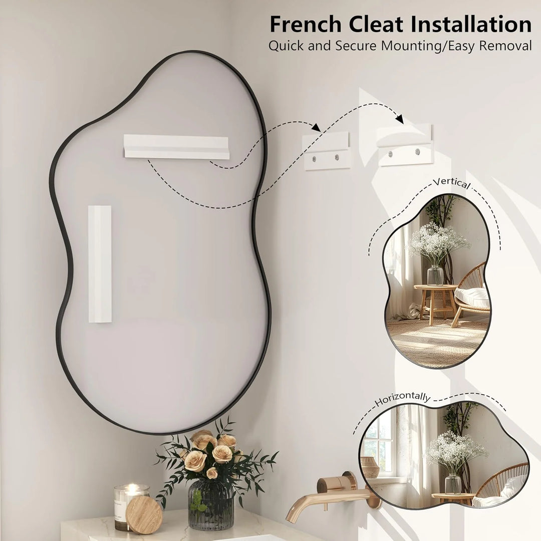 Asymmetrical Cloud High-Strength Aluminum Alloy Framed Easy French Mounted Wall Mirror
