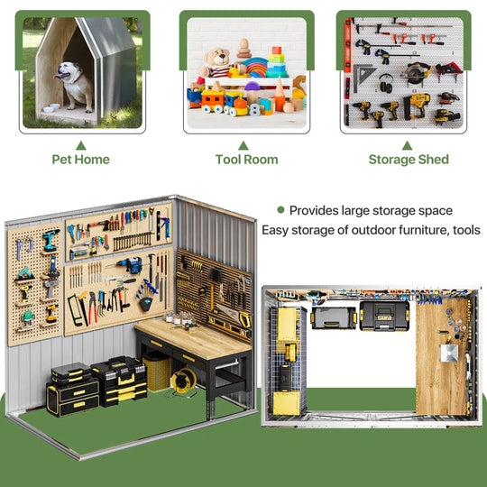 6.3 Ft. W X 4.2 Ft. D Steel Storage Shed with Door Lock