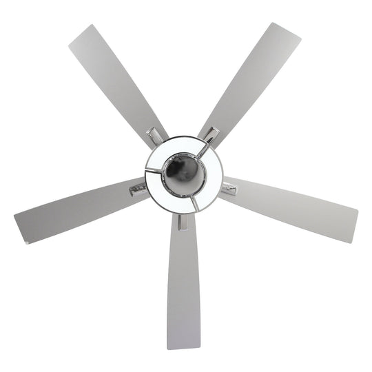 52" Chrome Modern Unique LED Dimmable Ceiling Fan with Light and Remote