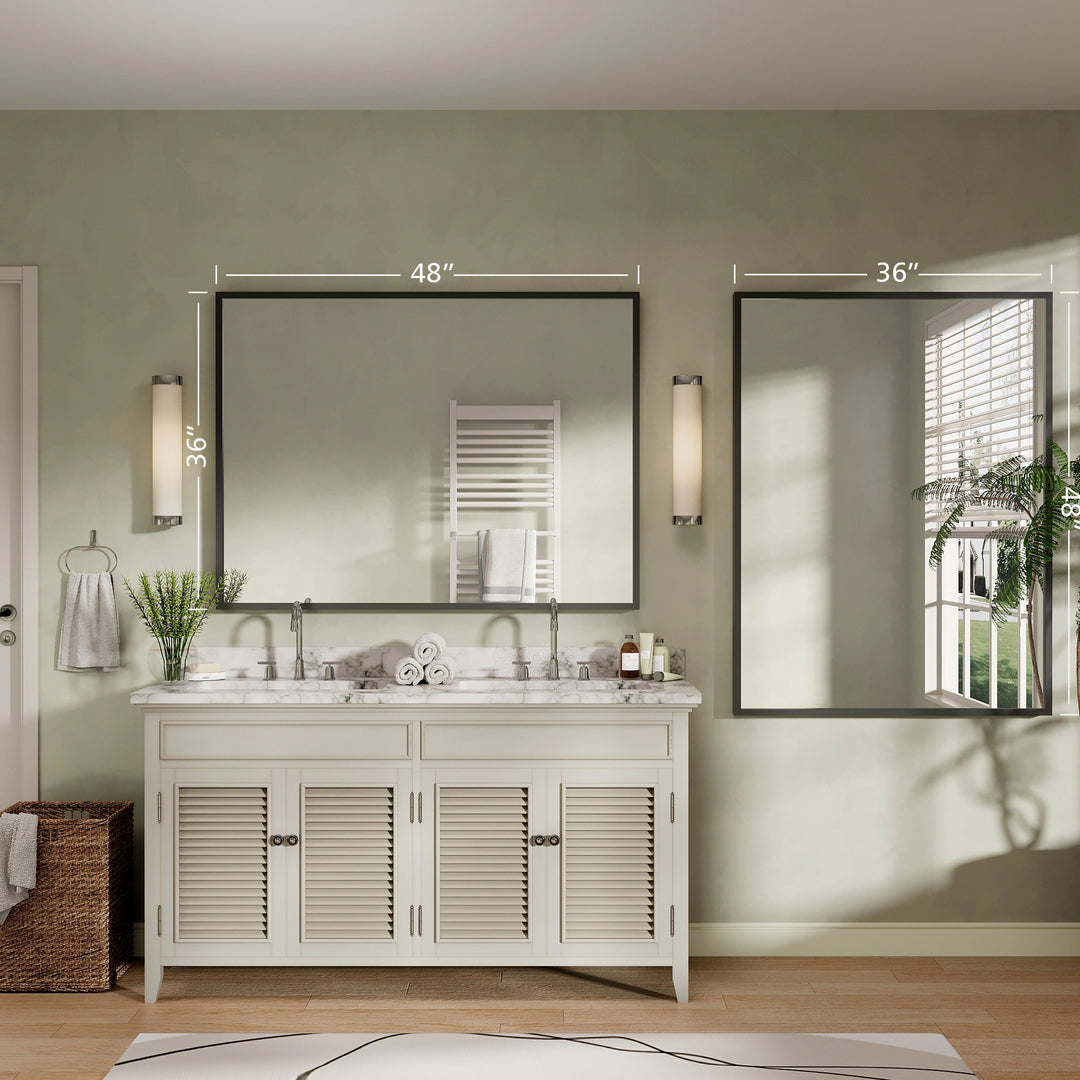 Modern Metal Framed French Cleat Mounted Wall Bathroom Vanity Mirror