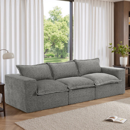 No Assembly Chenille Modular Sectional Sofa Comfy Cloud Couch