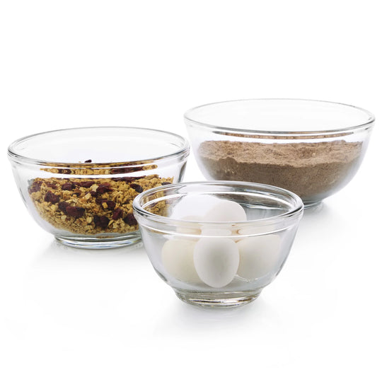 Baker'S Basics 3 Piece Glass Mixing Bowl Set, Multi-Size