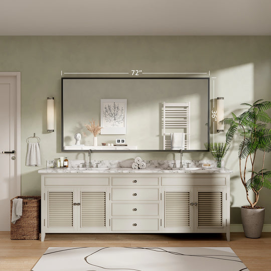 Modern Metal Framed French Cleat Mounted Wall Bathroom Vanity Mirror