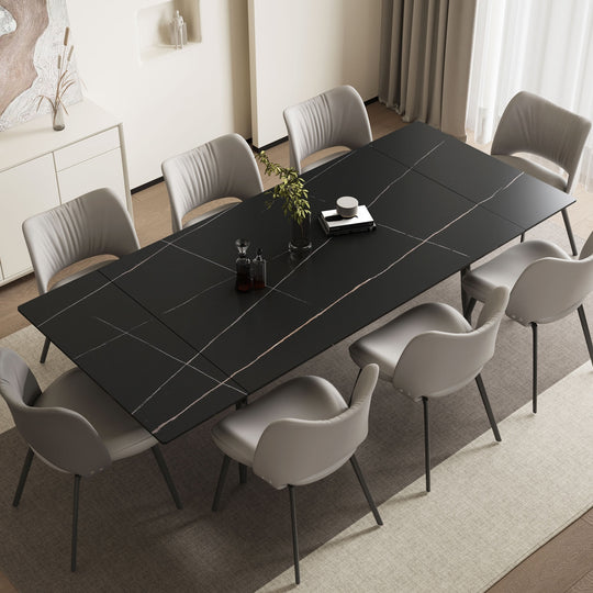 Glossy Slate 63"-95" Extendable Rectangle Dining Table - 94.4"W X 35.4"D X 29.5"H
