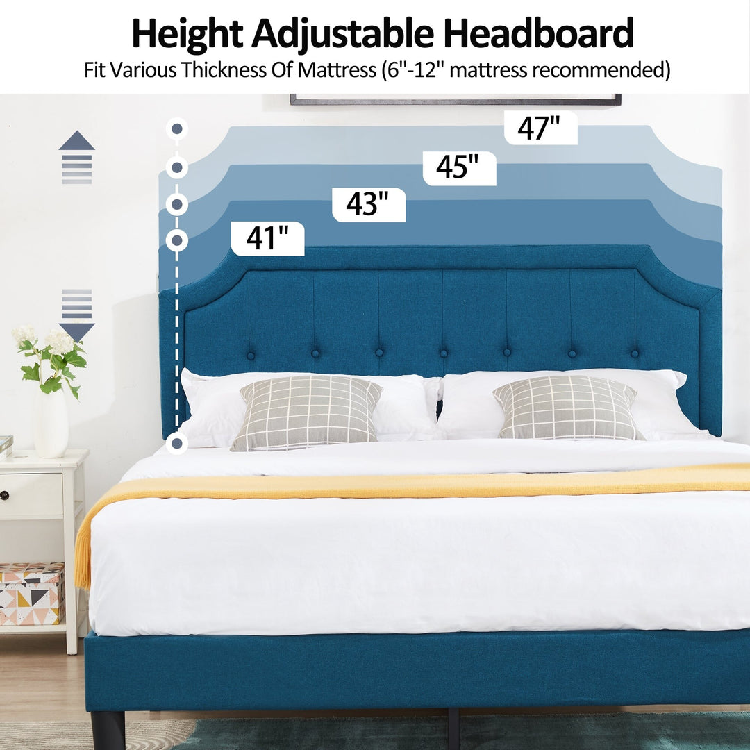 Javlergo Modern Upholstered Bed Frame with Height Adjustable Headboard Heavy-Duty Frame No Box Spring Needed
