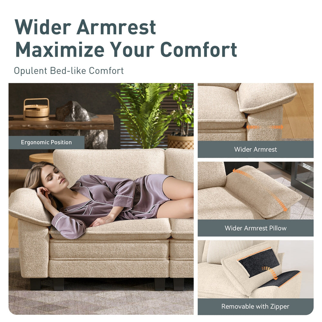 Cloud Modular Deep Seat Sofa, Chenille or Corduroy Sectional Couch with Removable Arms, 1–4 Seater